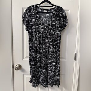 Ann Taylor LOFT polka dot flutter wrap romper. Size M.